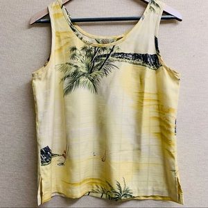 TOMMY BAHAMA 100% silk nautical yellow tank